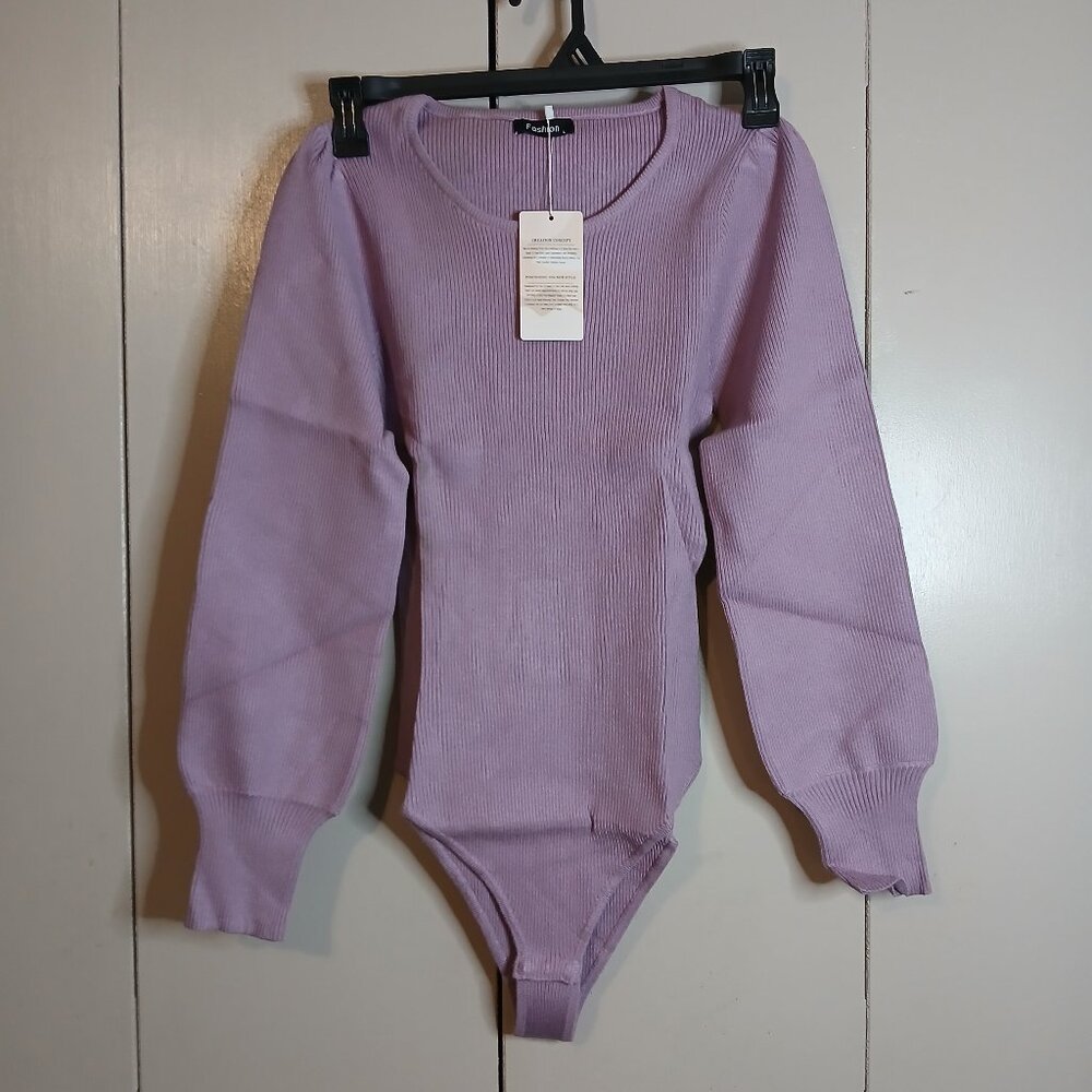 NWT Creation Concept Women's Large Purple Ribbed Body Suit